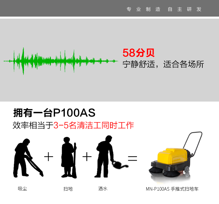明诺电动手推式扫地机 车间过道小型喷水扫地机