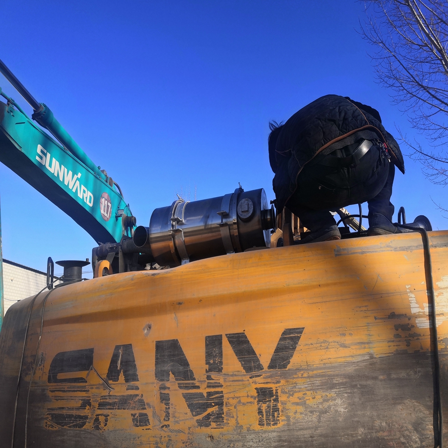 挖掘机改装尾气处理装置排气污染物控制装置尾气合格环保绿标