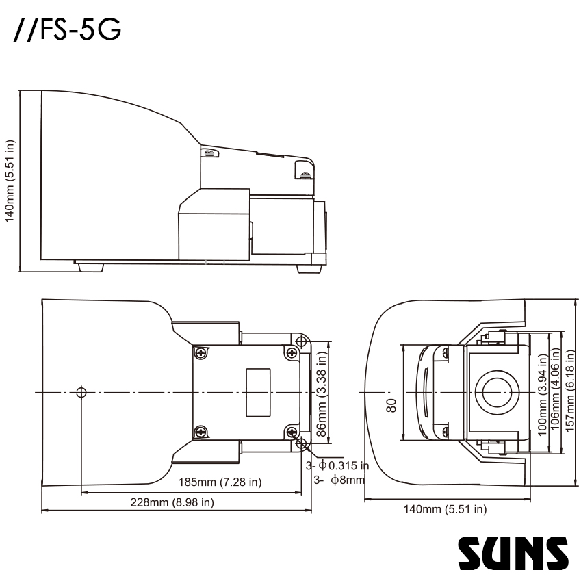 SUNS美国三实FS-5G重型脚踏开关单脚踏带保护罩防止意外启动