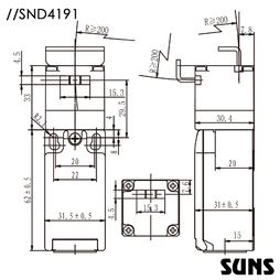 SUNS美国三实 塑料壳体安全门开关SND4191-SL-C安全钥匙开关 