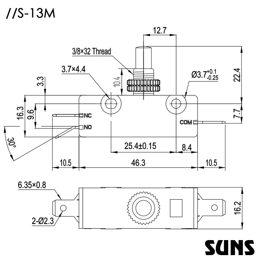 SUNS美国三实S-13M通用型微动开关