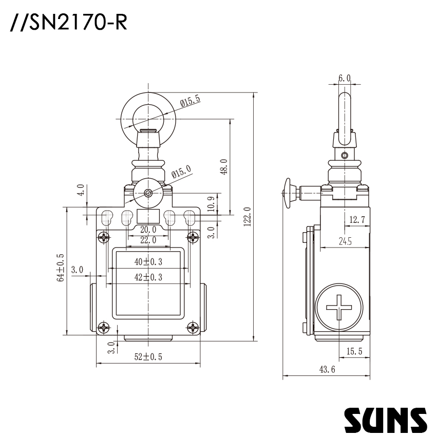 SUNS美国三实单向动作式拉绳开关SN2170-R安全拉绳开关 手动复位