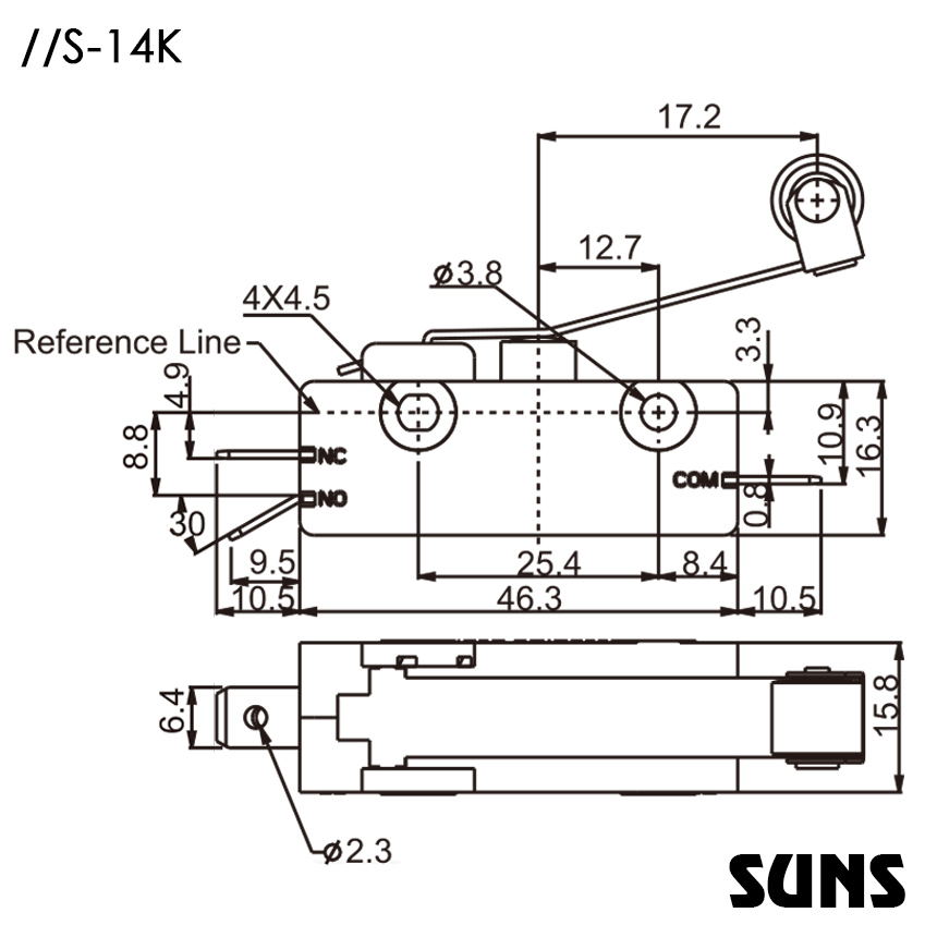 快动开关S-14K小型微动开关SUNS美国三实灵敏开关
