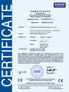 CERTIFICATE Of Conformity