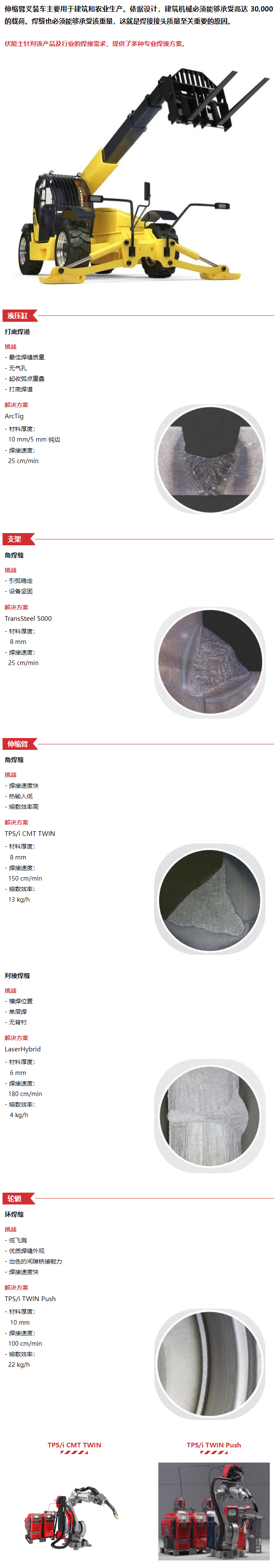 Fronius伏能士为伸缩臂叉车提供多种专业焊接解决方案