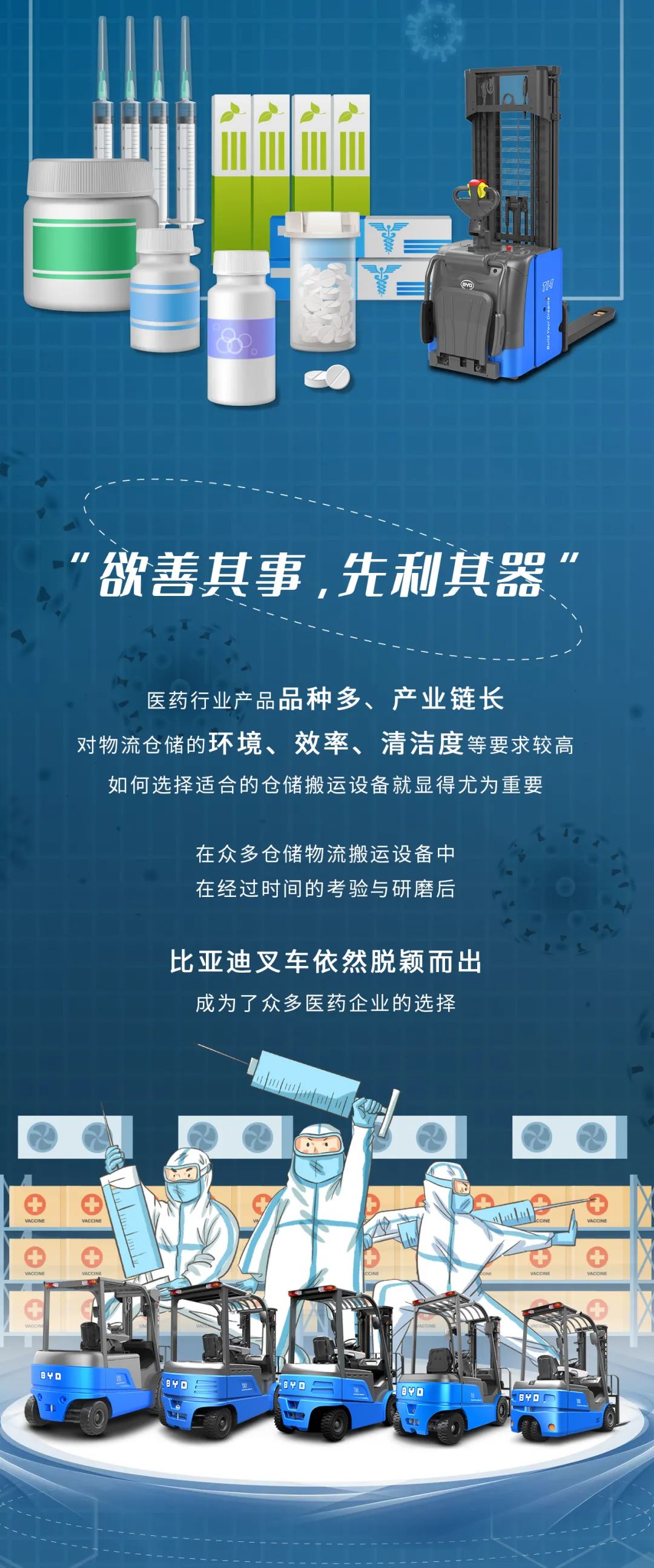 “医”路相随，比亚迪叉车助力医药行业“攻坚克难”！