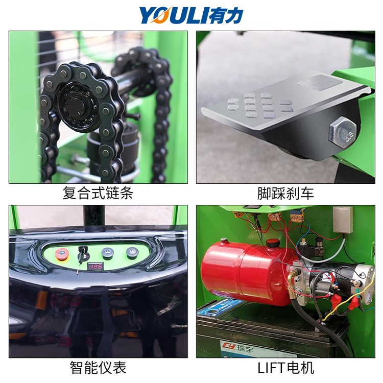 半电动堆高车1.5吨步行式堆高车站立式叉车电瓶升高装卸地牛有力电动叉车厂家