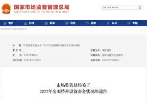 市场监管总局关于2022年全国特种设备安全状况的通告