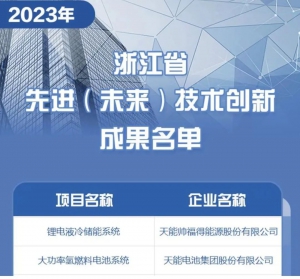 天能两大项目入选省先进（未来）技术创新成果