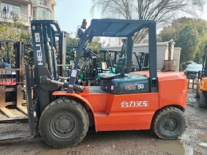 二手合力5吨柴油叉车 H50重型货叉 上海青浦现货 自动挡手动挡 实心胎 侧移 中缸 送货上门