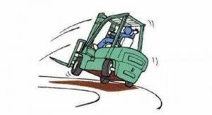 请注意！叉车转弯不减速，货物侧翻 / 撞人 / 设备损坏可能只需 1 秒钟