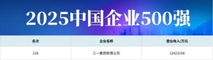 稳居行业首位！三一上榜中国企业500强