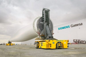 康姆比联手西门子打造为风电巨型叶片专用叉车搬运技术