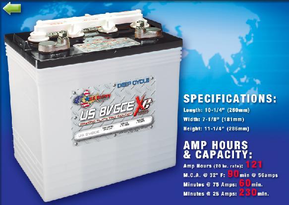 美国原装US深循环铅酸蓄电池 US8VGCXC(8V183AH)