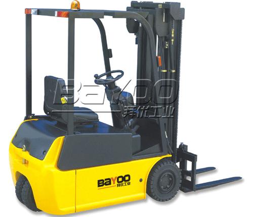 专业提供BAYOO品牌四支点全电动叉车、电瓶叉车、高位拣选叉车