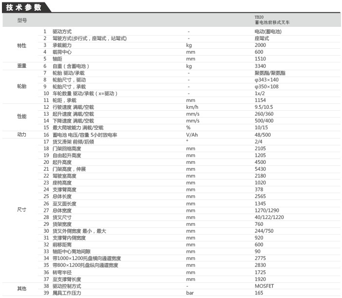 迪凯叉车迪凯YB20蓄电池前移式叉车 迪凯YB20