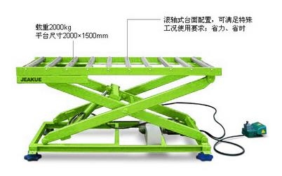 固定式带滚轴电动升降平台 JK8709_中国叉车网(www.chinaforklift.com)