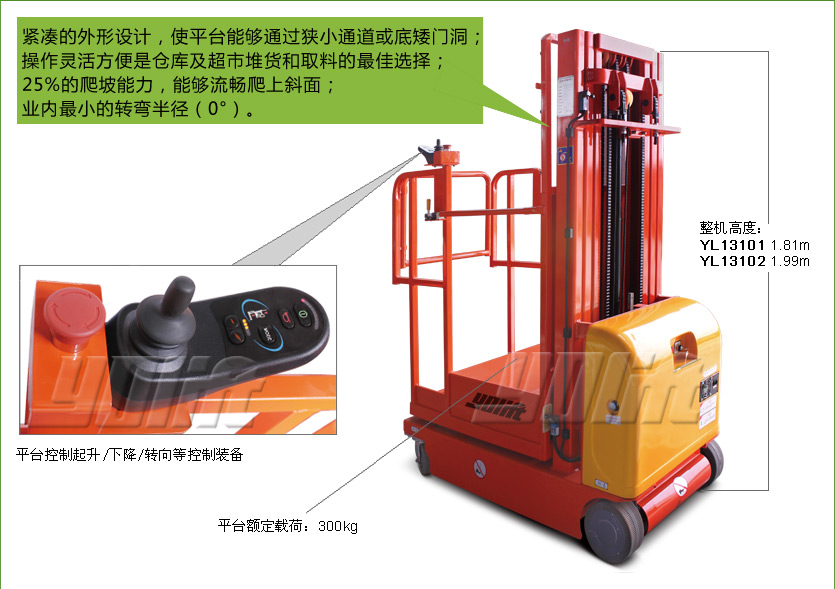 三级门架全电动高空取货车