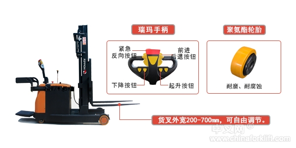 供应合派小前移堆高车CDD10采用前叉式货叉设计，使货物堆垛更方便 CDD10