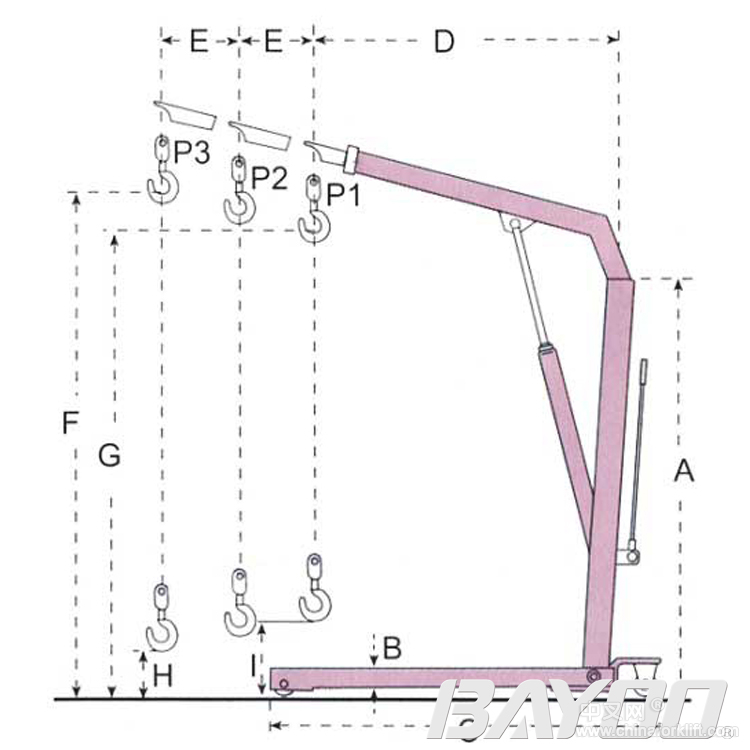 BAYOO/拜优折叠式单臂吊机,起重机,提升机 BLY30032