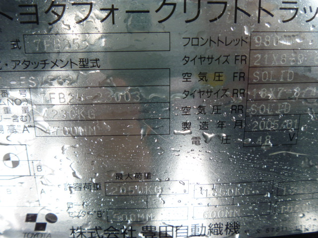 F.Uchiyama提供日本原装丰田电动平衡重叉车 7FB25-23003